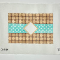Wicker Polka Dot Monogram Clutch/Aqua