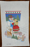 Girl Building Snowman Stocking
