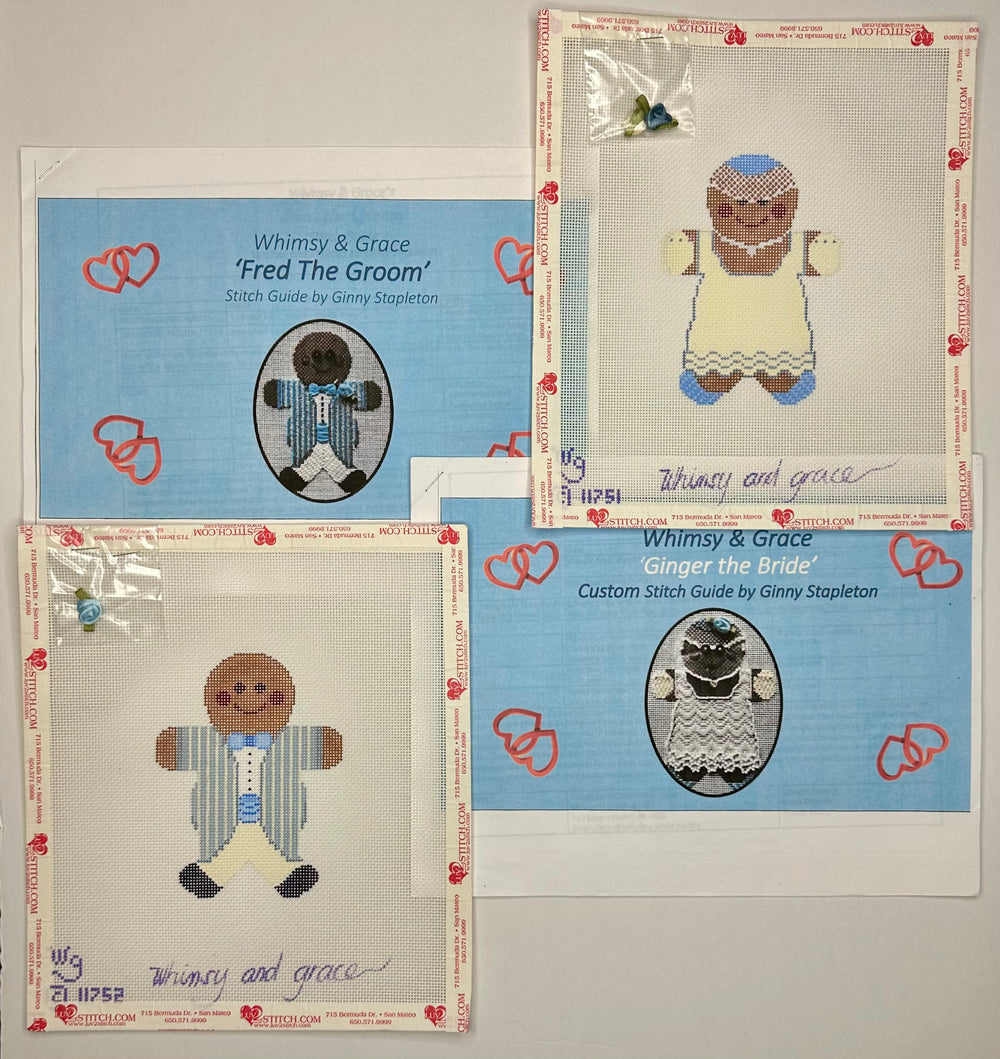Gingerbread Bride & Groom with stitch guide