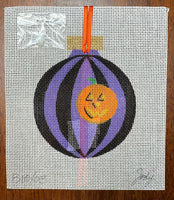 Pumpkin Purple and Black Stripes Ornament
