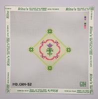 Green & Pink Floral Tile
