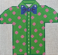 Men's Shirt - Green with Pink Polka Dots
