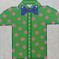 Men's Shirt - Green with Pink Polka Dots