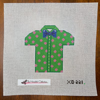 Men's Shirt - Green with Pink Polka Dots