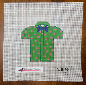 Men's Shirt - Green with Pink Polka Dots