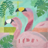 Flamingos Wading
