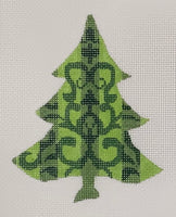 Green Damask Tree with stitch guide
