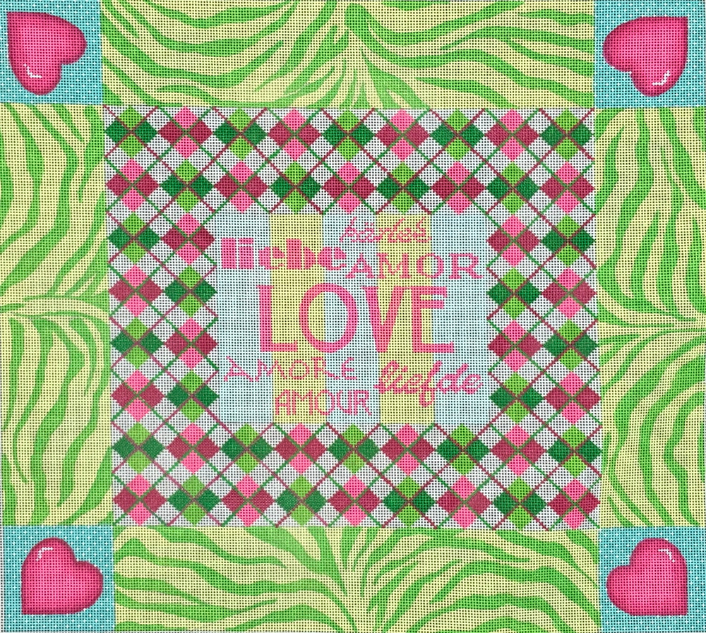 LOVE w/Argyle, Zebra & Hearts Border