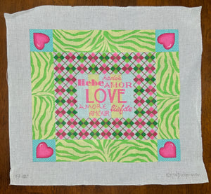 LOVE w/Argyle, Zebra & Hearts Border