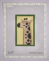 Spotted Giraffe with Yellow Background
