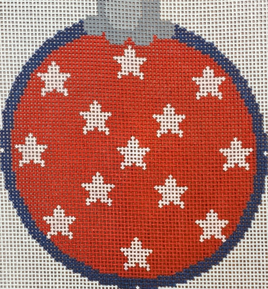 Stars on Round Red Needlepoint Destashing