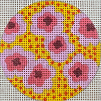 Pink Flowers/Orange Dots