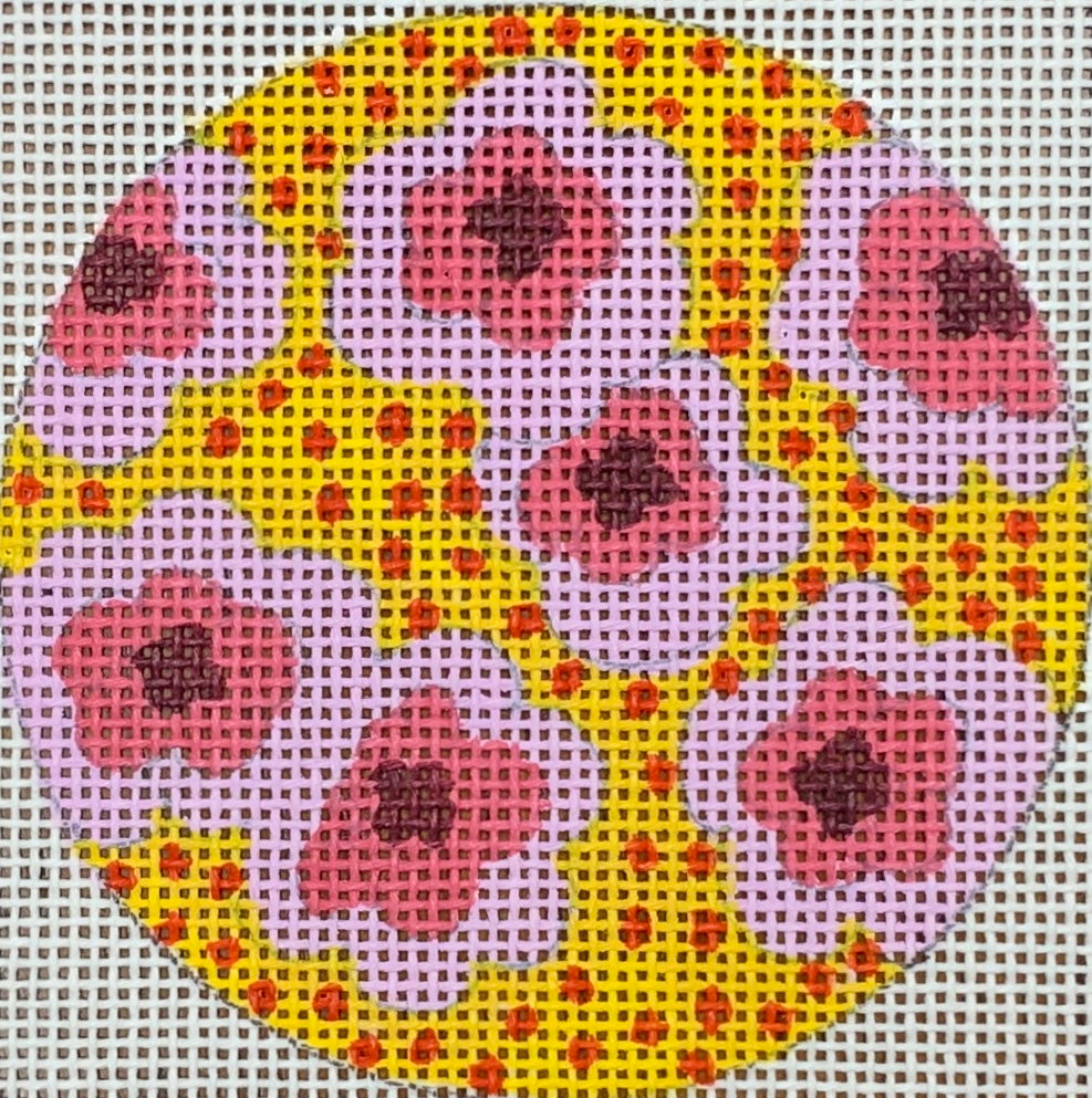 Pink Flowers/Orange Dots