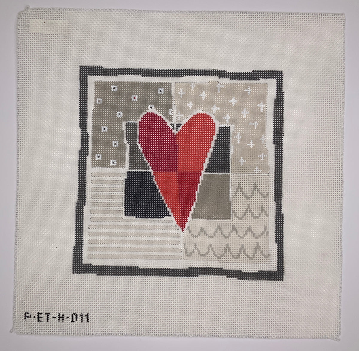 Quad Heart on Black & White | Needlepoint Destashing