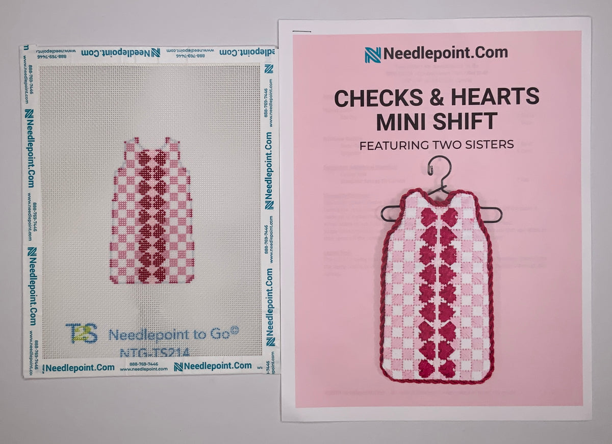 Checks & Hearts Mini Shift (print) with stitch guide | Needlepoint ...