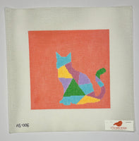 Geometric Cat on Orange
