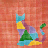 Geometric Cat on Orange

