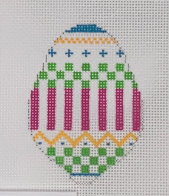 Egg with Checkerboard Stripes with stitch guide