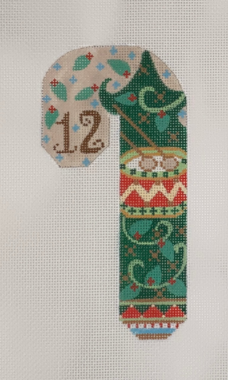 12 Drummers Drumming Candy Cane with stitch guide