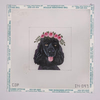 Black Poodle w/ Floral Crown
