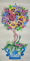 Blue Vase Topiary, Pansies
