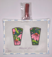 Pink Echinacea Scissor Case with Tassel
