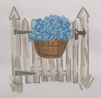 White Fence with Hydrangeas
