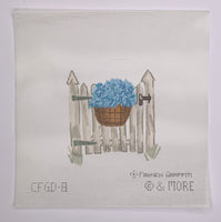 White Fence with Hydrangeas
