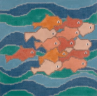 Fish School Riding Waves
