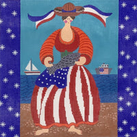Patriotic Woman with Fish