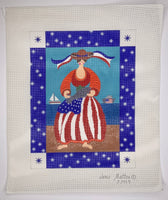 Patriotic Woman with Fish
