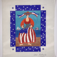 Patriotic Woman with Fish
