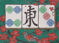 Cherry Blossoms on Green Mahjong
