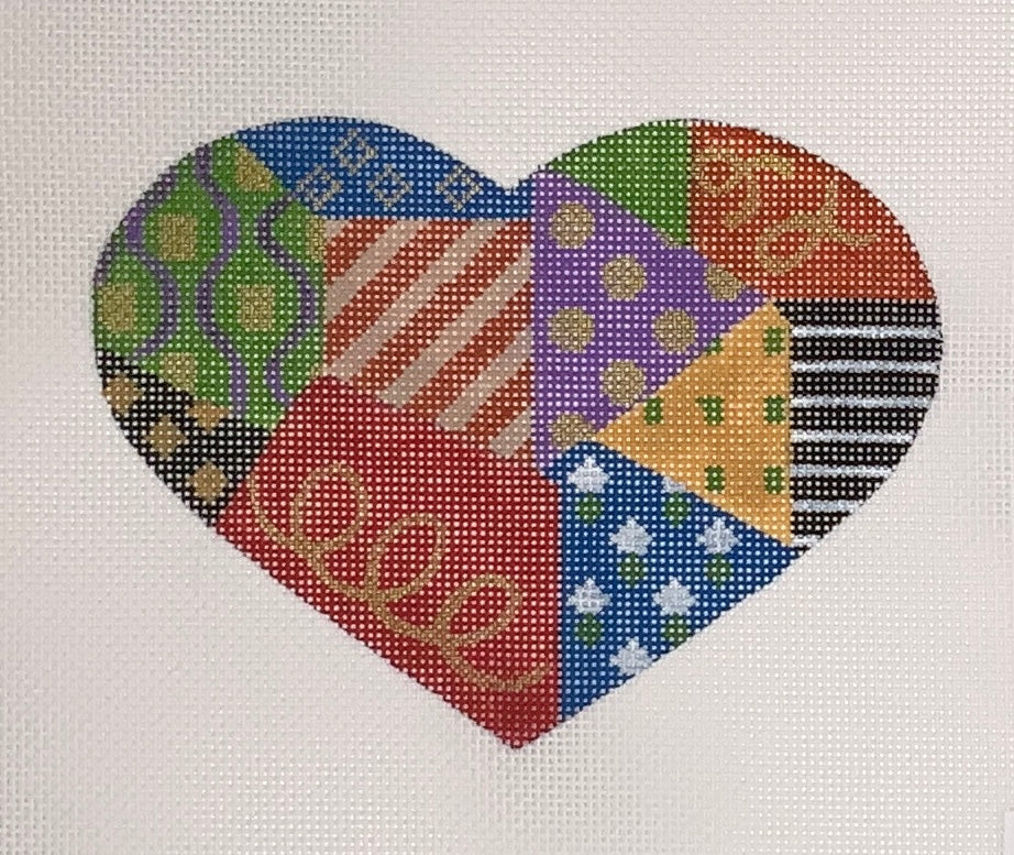 Crazy Quilt Heart with stitch guide