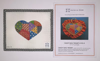 Crazy Quilt Heart with stitch guide
