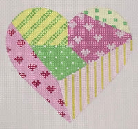 Mini Heart - Pink/Green Patchwork
