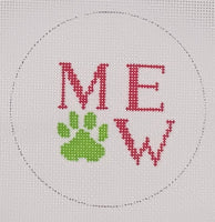 Meow w/ Paw Print - Pink & Green
