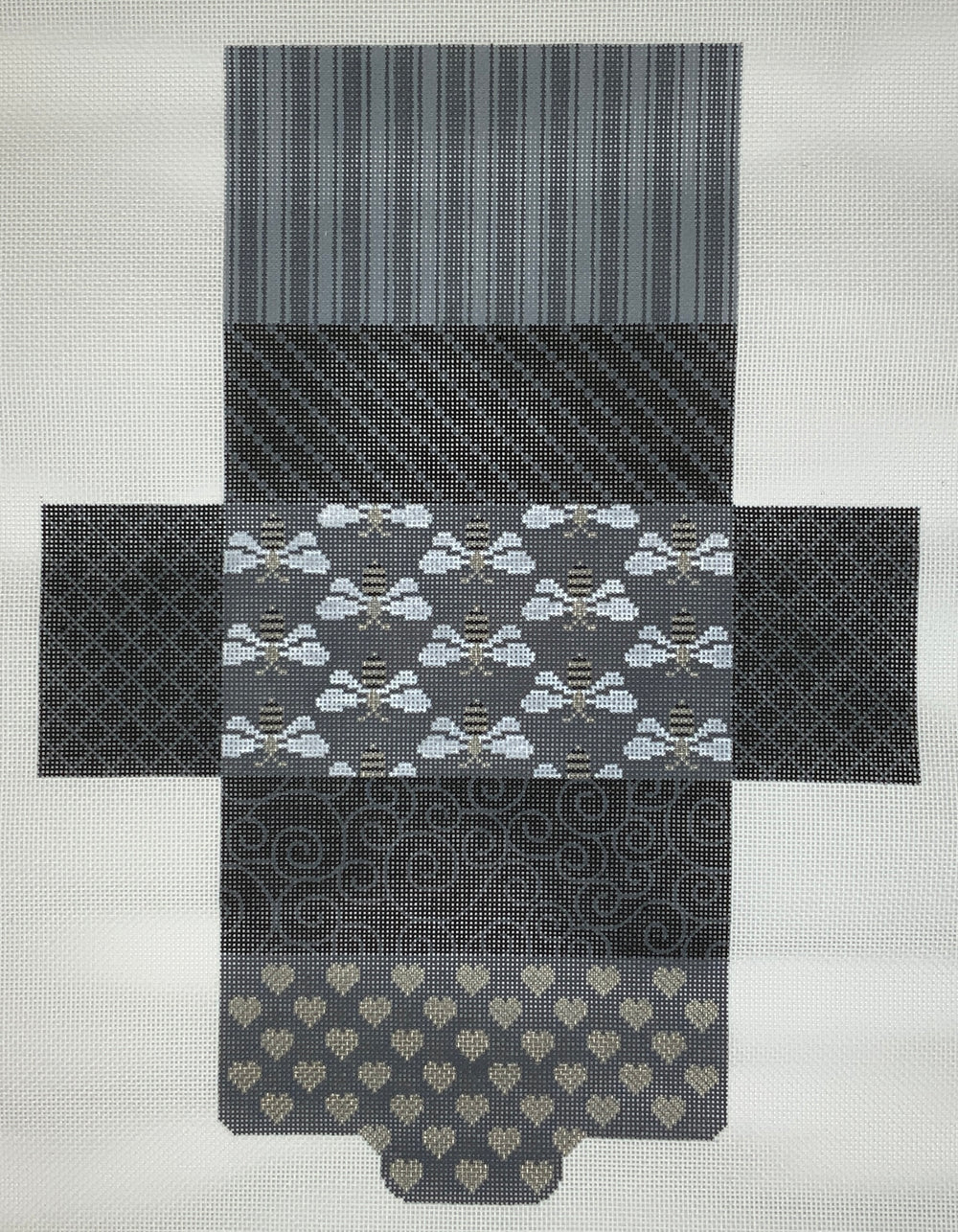 Black & Grey Bees & Hearts Brick Bag (Purse)