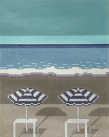 Niece in Nice Beach Umbrellas
