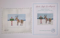 Reindeer and North Pole Sign with stitch guide
