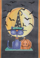 Cat, Pumpkin, and Bats
