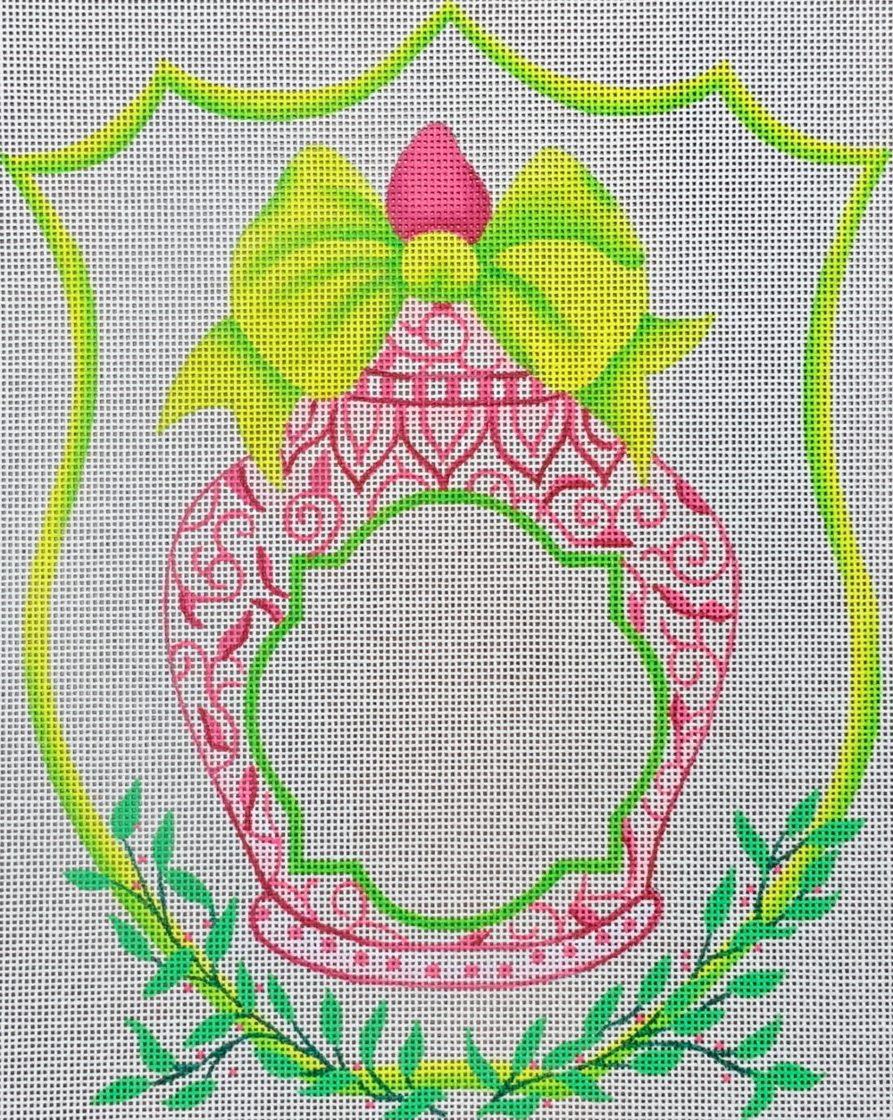 Chinese Vase w/Bow - Pinks/Greens