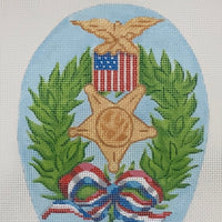 Memorial Day Wreath With Medal and Patriotic Ribbon