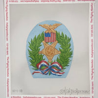 Memorial Day Wreath With Medal and Patriotic Ribbon