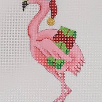 Flamingo with Present and Santa Hat