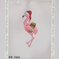 Flamingo with Present and Santa Hat