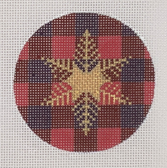 Gold Snowflake on Plaid