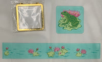 Large Square Hinged Box - Frog & Waterlillies
