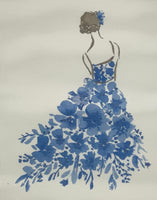 Lady with Blue Flowers - Large Size (print)
