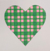 Mini Heart - Pink/Green Plaid
